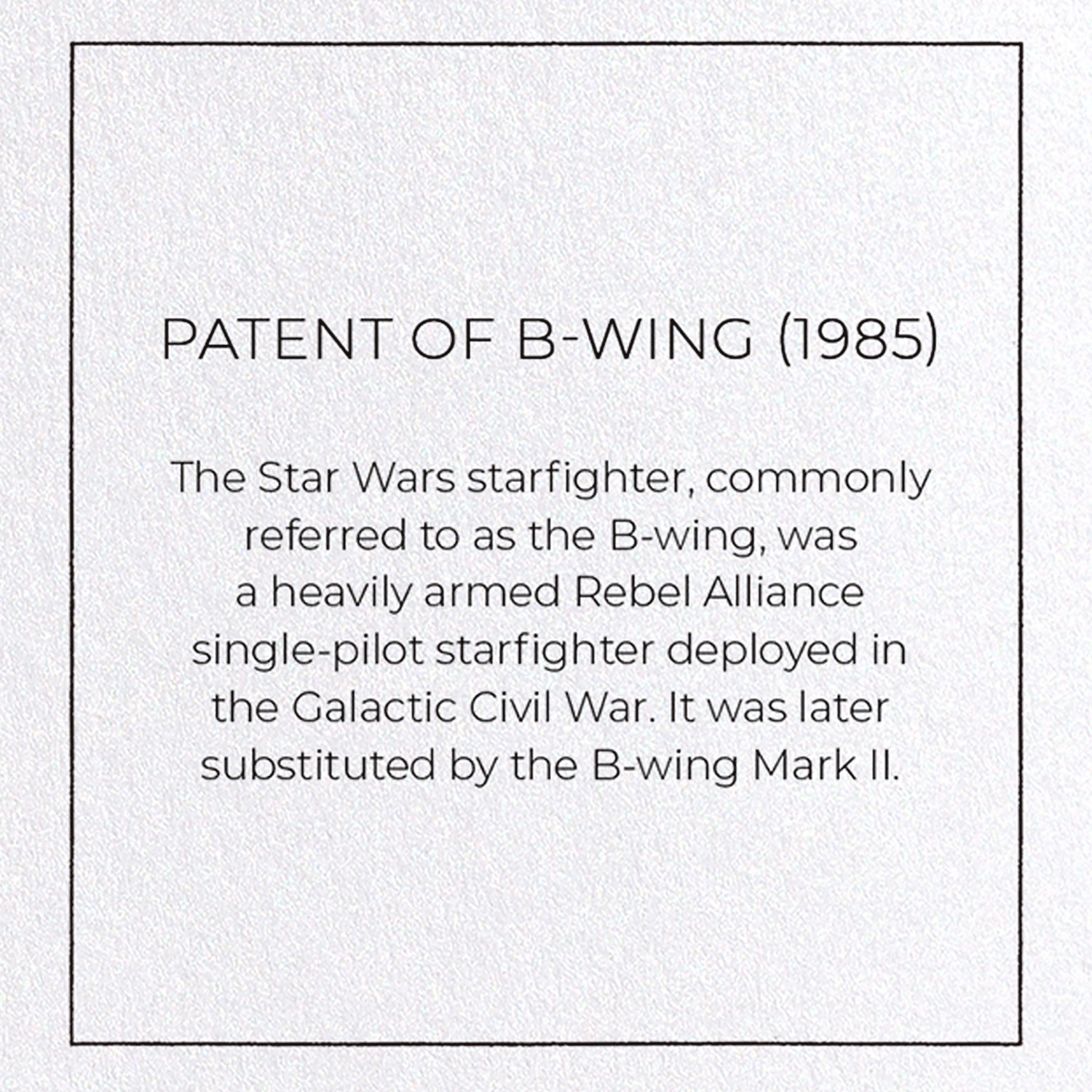 PATENT OF B-WING (1985)