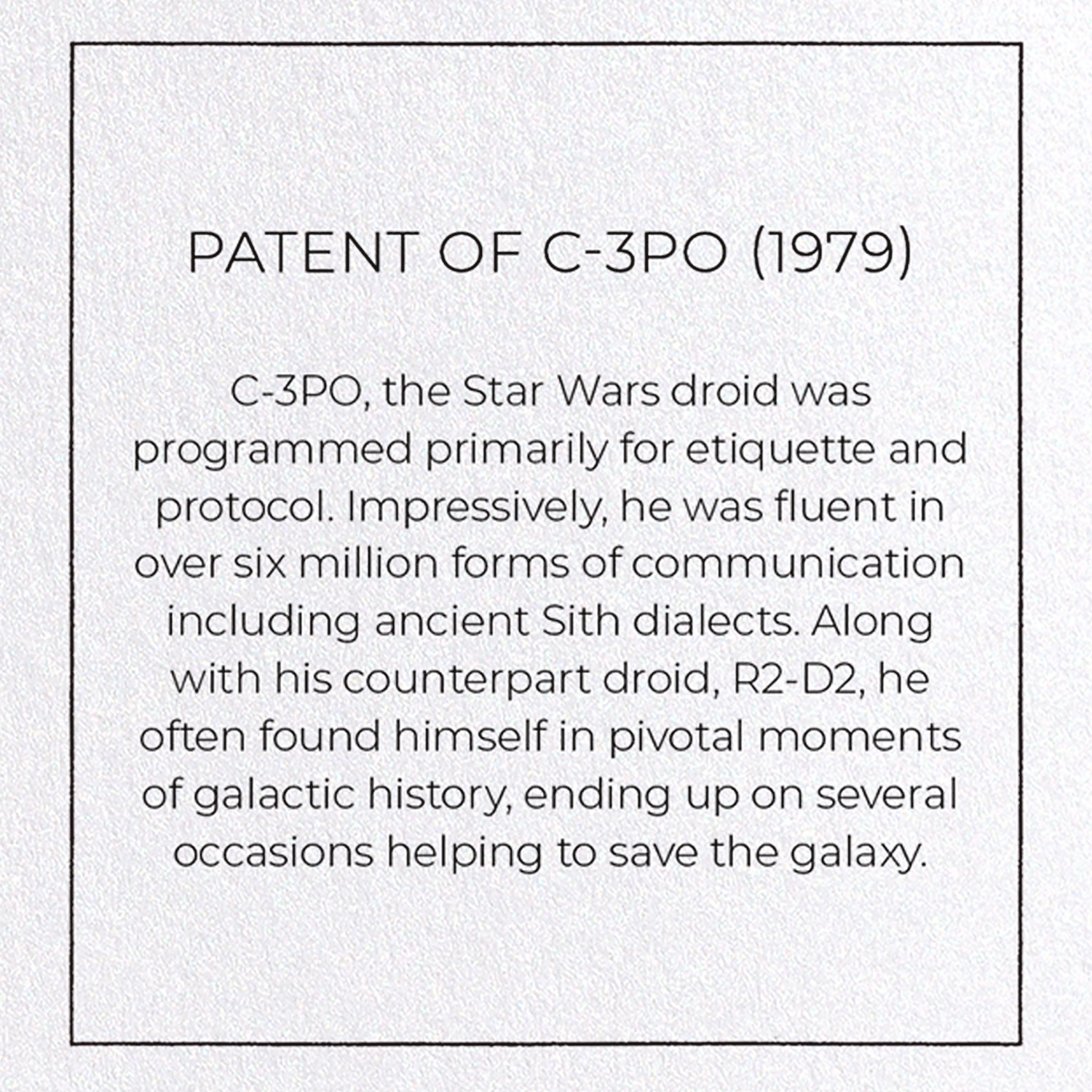 PATENT OF C-3PO (1979)