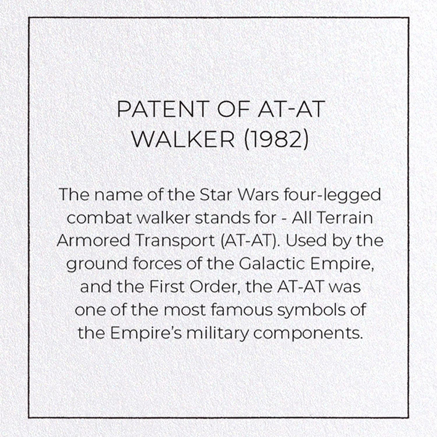 PATENT OF AT-AT WALKER (1982)