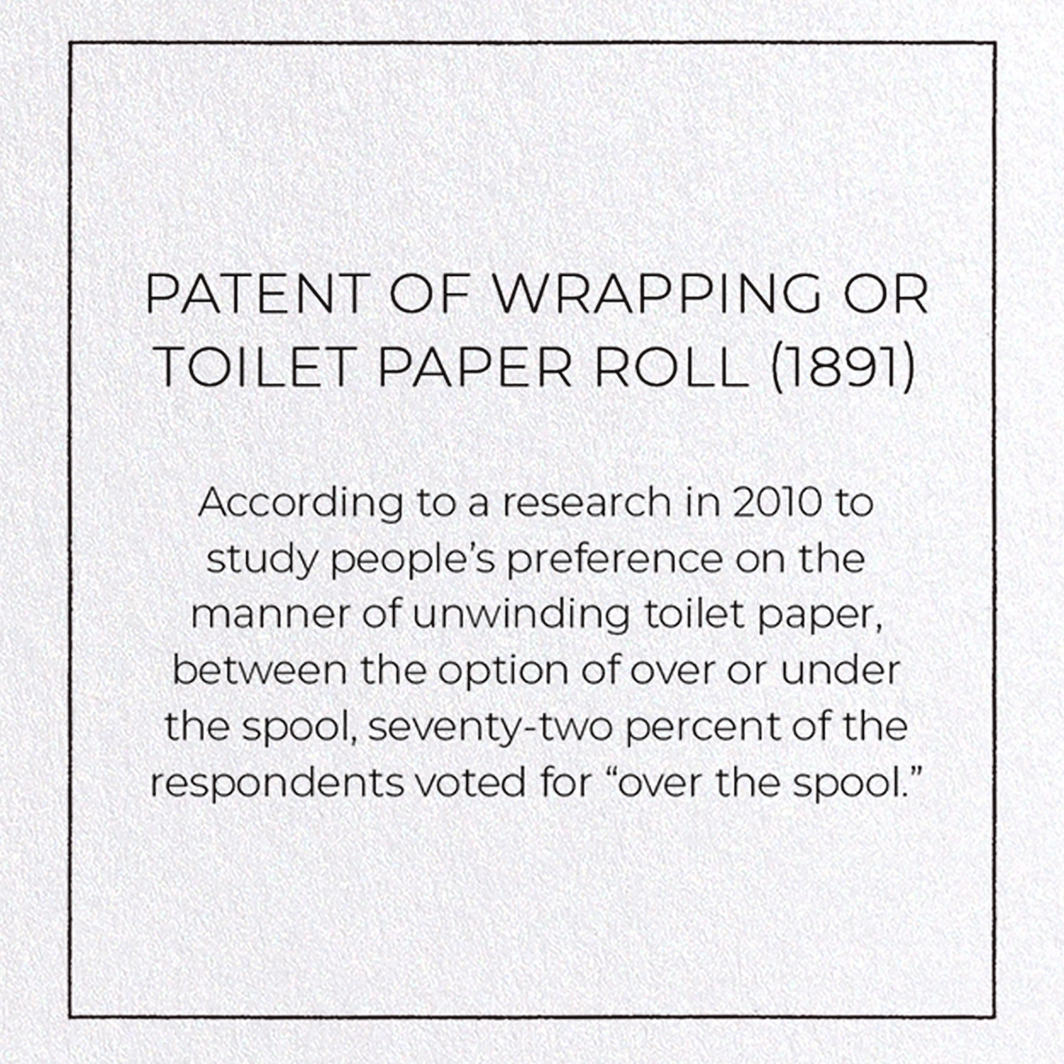 PATENT OF WRAPPING OR TOILET PAPER ROLL (1891)