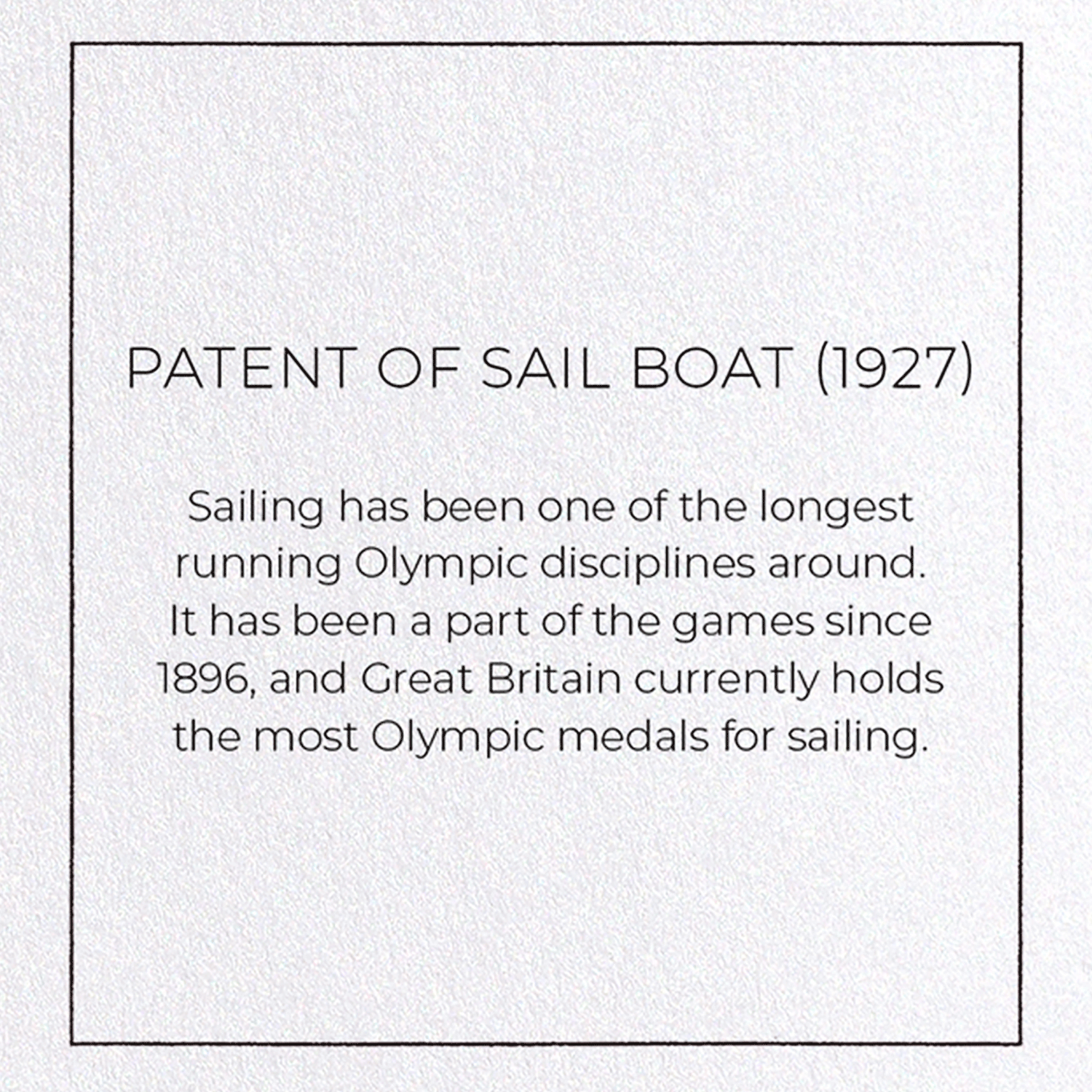 PATENT OF SAIL BOAT (1927)