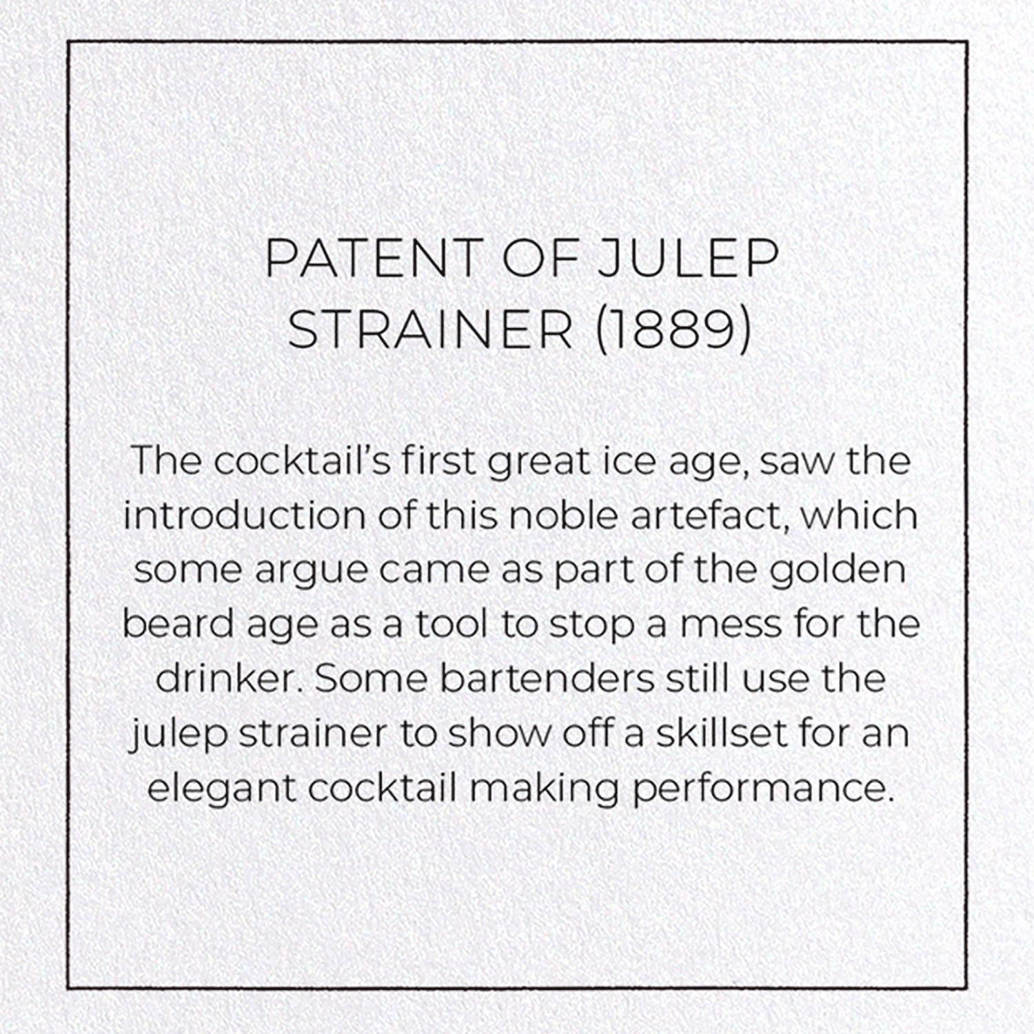 PATENT OF JULEP STRAINER (1889)