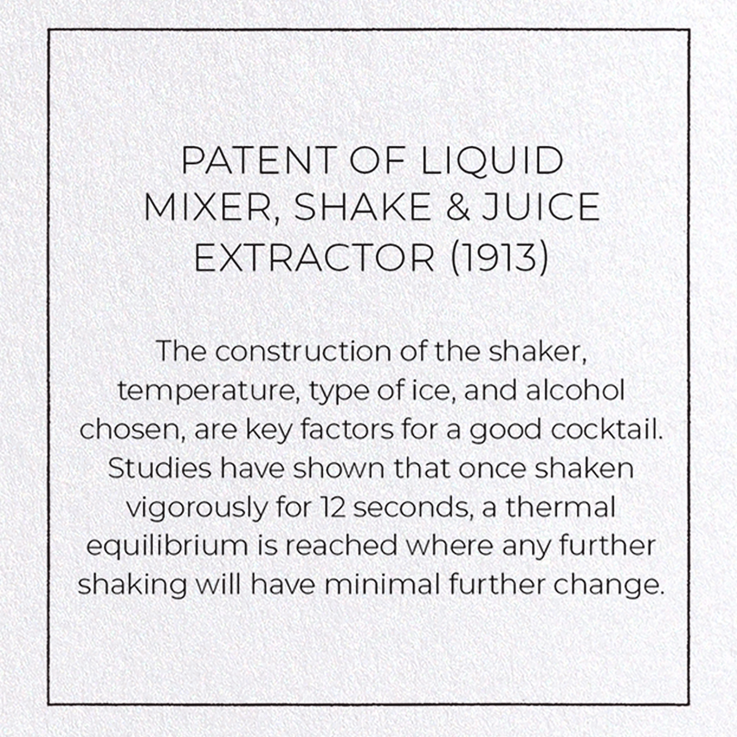 PATENT OF LIQUID MIXER, SHAKE & JUICE EXTRACTOR (1913)