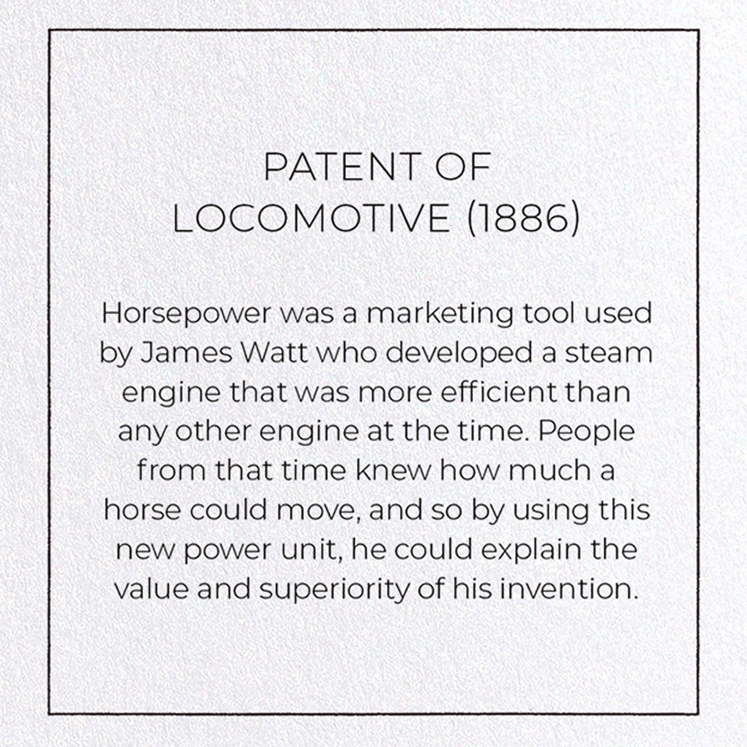 PATENT OF LOCOMOTIVE (1886)