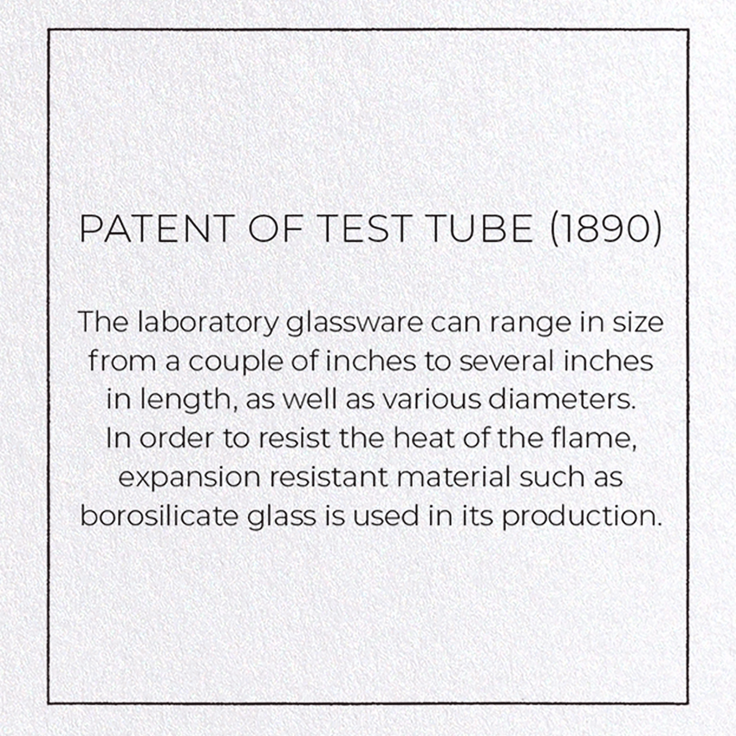 PATENT OF TEST TUBE (1890)