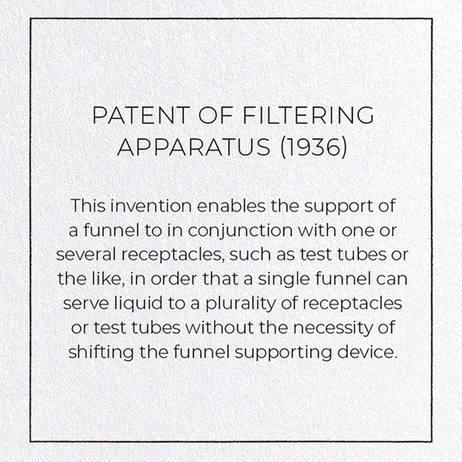 PATENT OF FILTERING APPARATUS (1936)