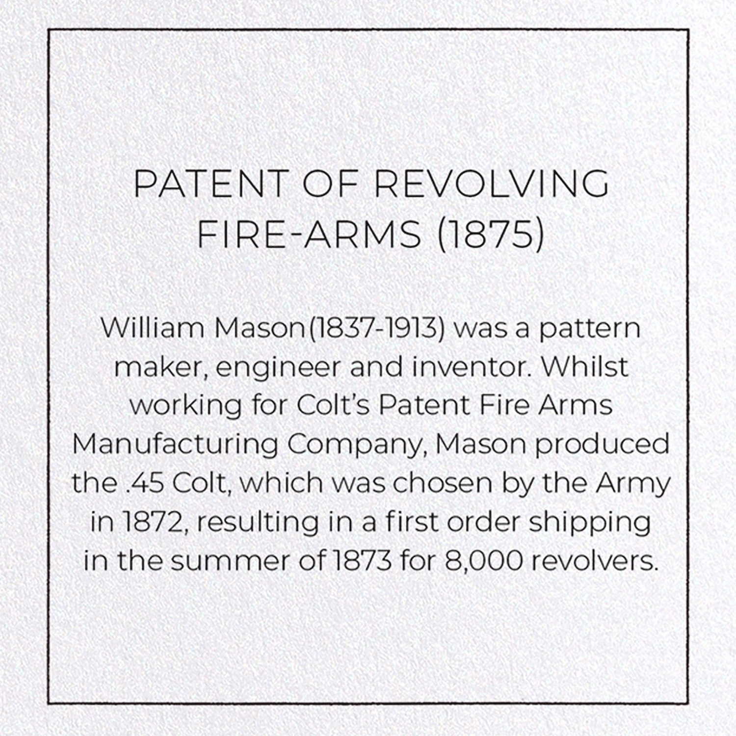 PATENT OF REVOLVING FIRE-ARMS (1875)