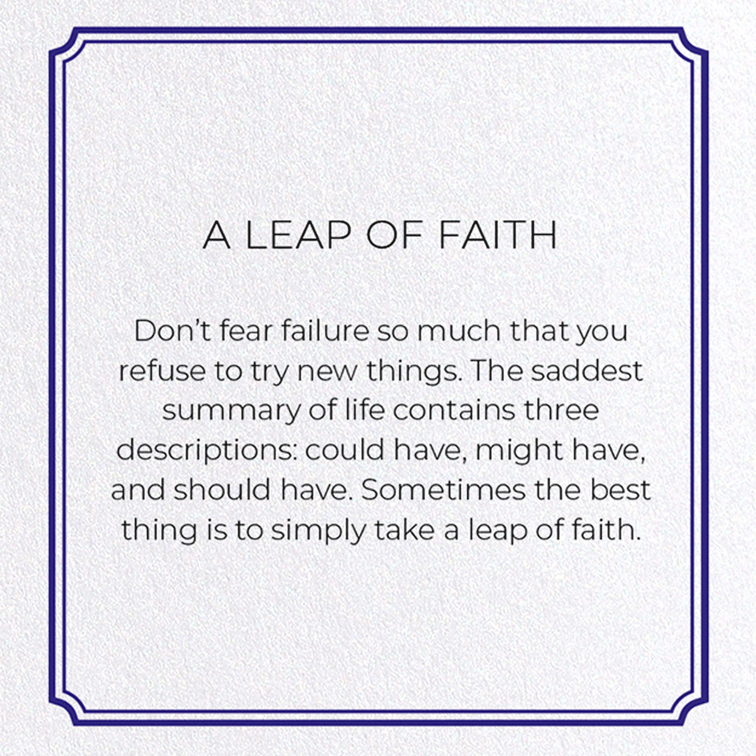 A LEAP OF FAITH