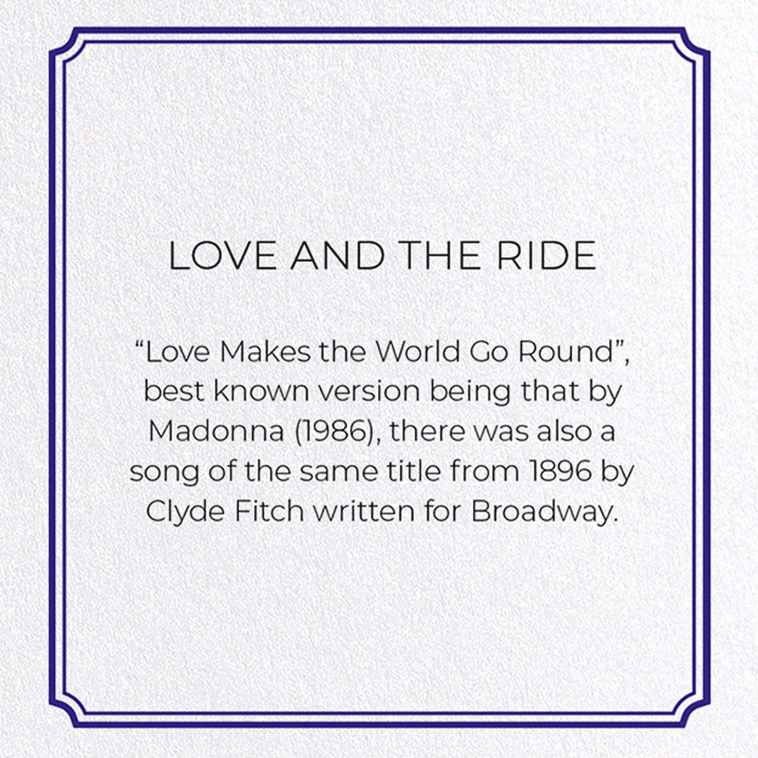 LOVE AND THE RIDE