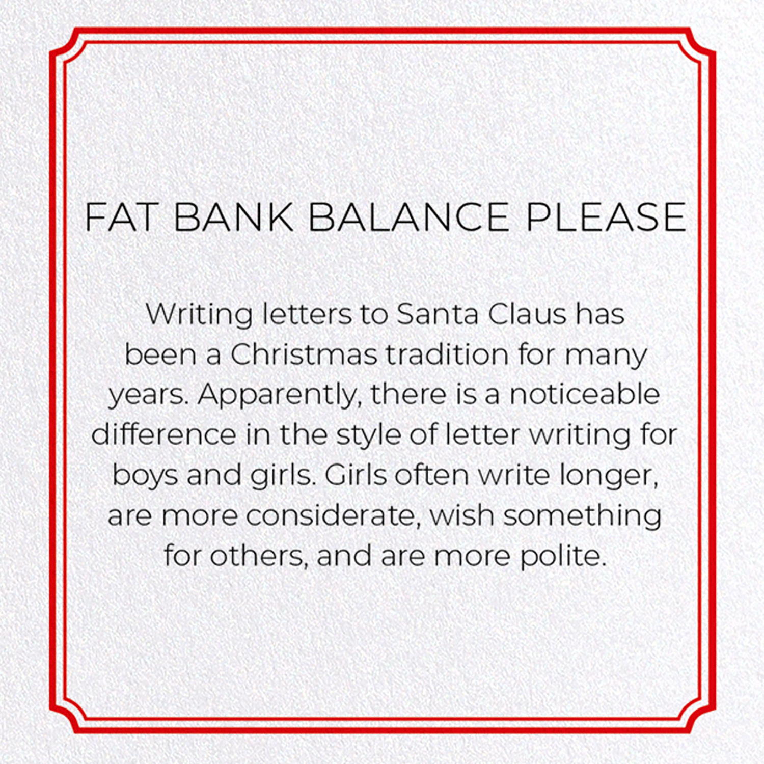 FAT BANK BALANCE PLEASE