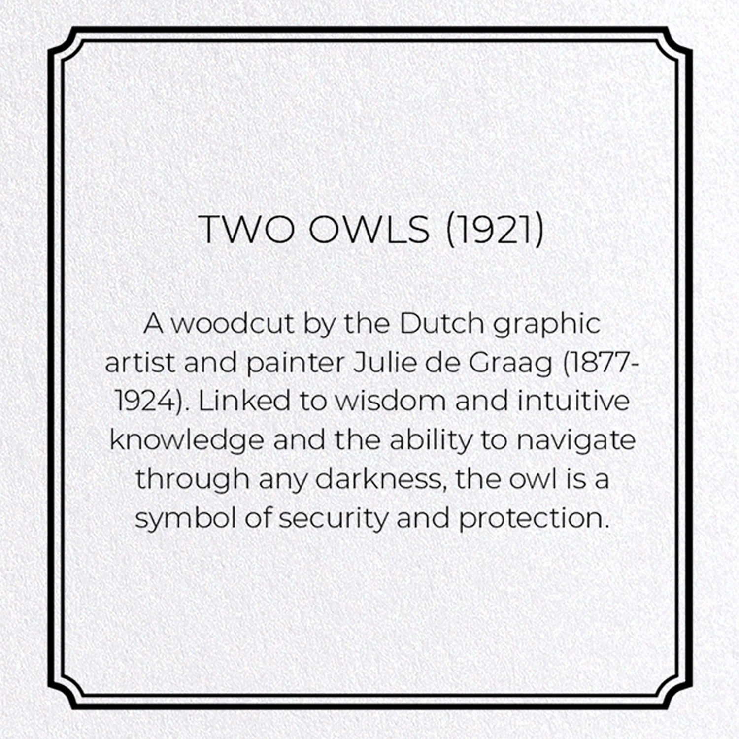 TWO OWLS (1921)