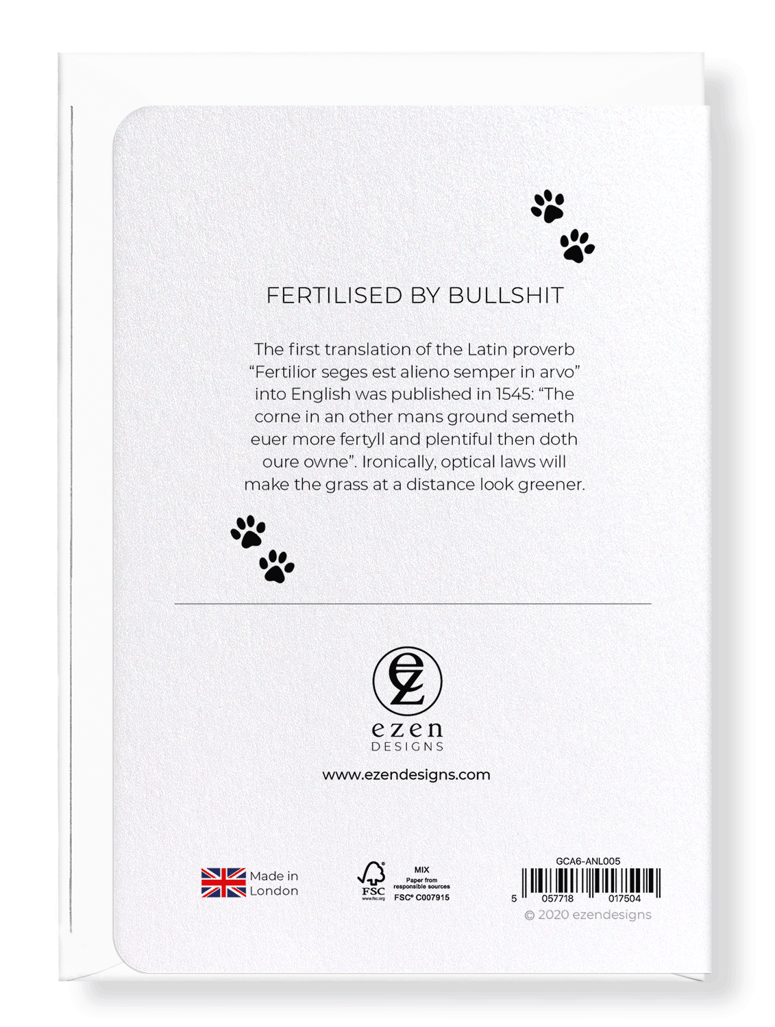 Ezen Designs - Fertilised by bullshit - Greeting Card - Back