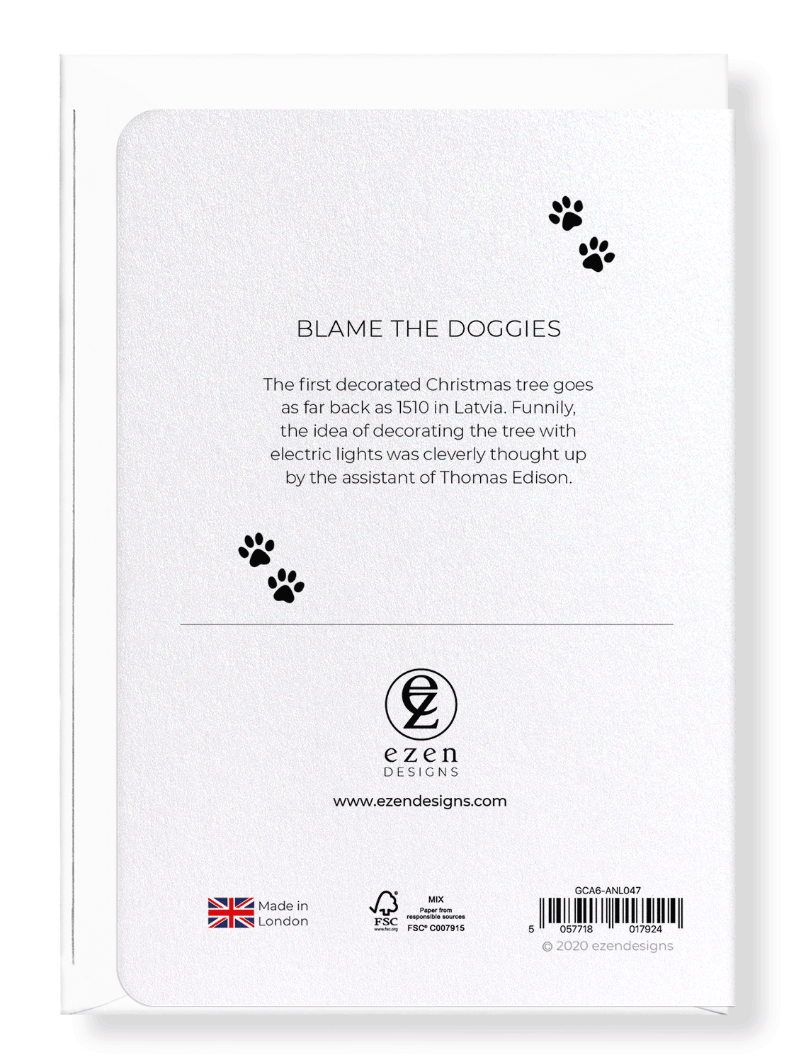 Ezen Designs - Blame the doggies - Greeting Card - Back