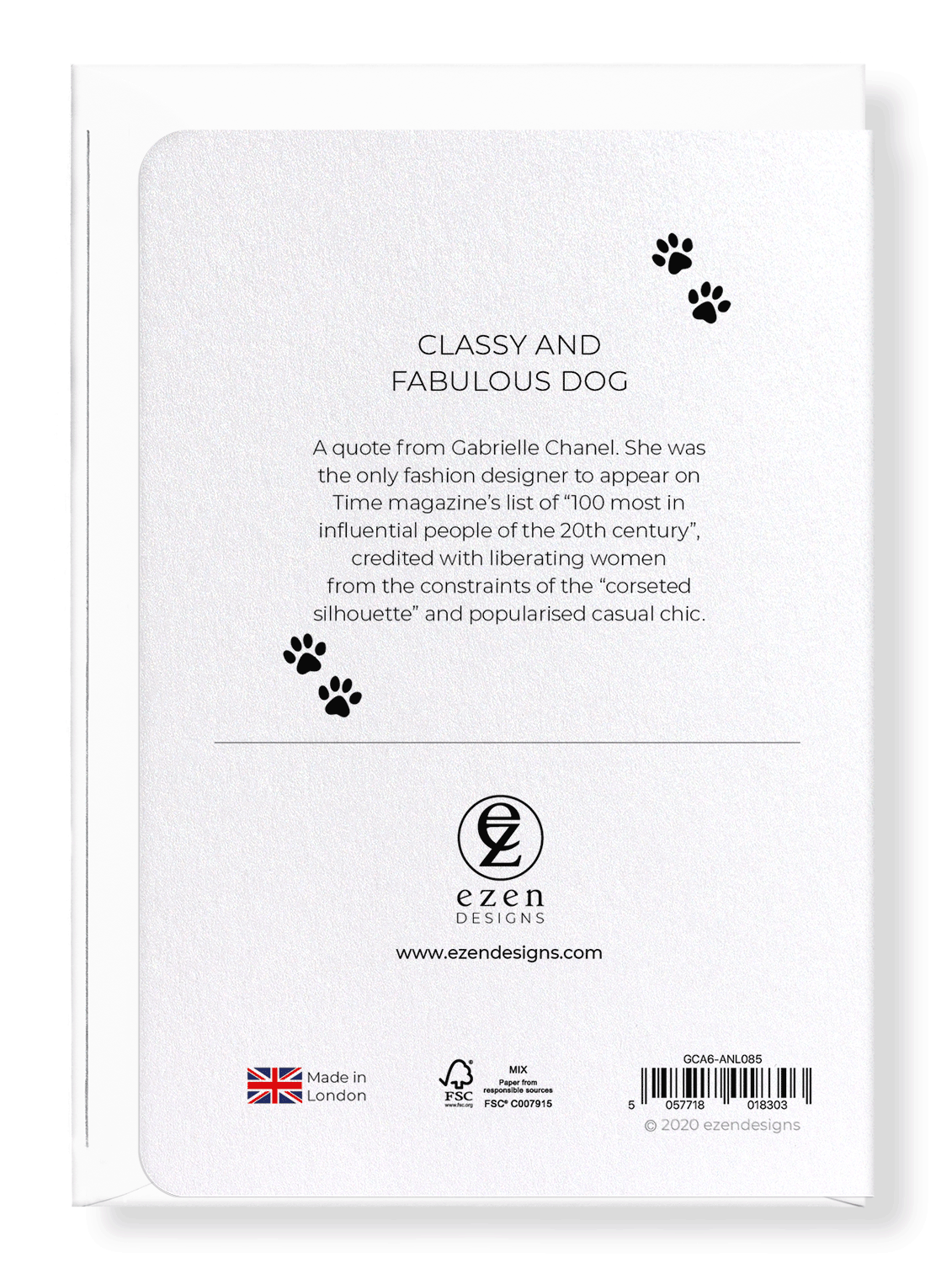 Ezen Designs - Classy and fabulous dog - Greeting Card - Back