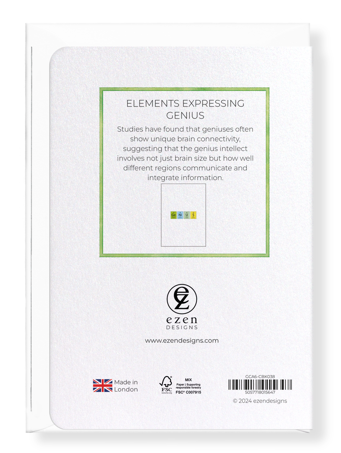 Ezen Designs - ELEMENTS EXPRESSING GENIUS - Greeting Card - Back