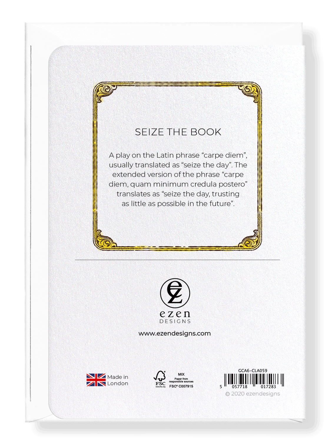 Ezen Designs - Seize the book - Greeting Card - Back