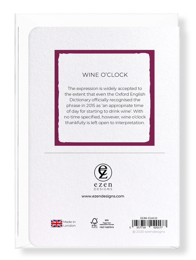 Ezen Designs - Wine o'clock - Greeting Card - Back
