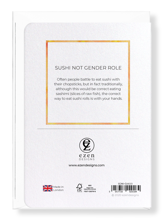 Ezen Designs - Sushi not gender role - Greeting Card - Back