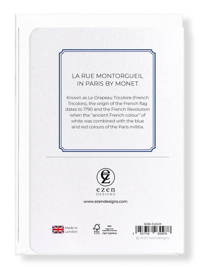 Ezen Designs - La rue montorgueil in paris by monet - Greeting Card - Back