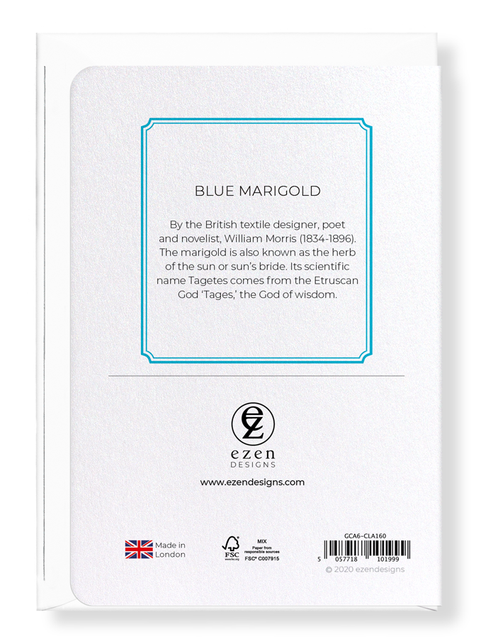 Ezen Designs - Blue marigold - Greeting Card - Back