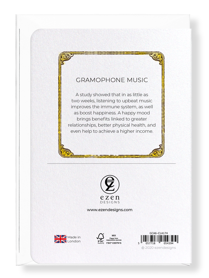 Ezen Designs - Gramophone music - Greeting Card - Back