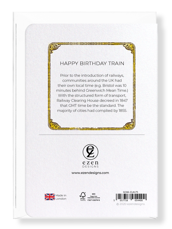 Ezen Designs - Happy birthday train - Greeting Card - Back