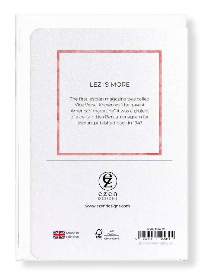 Ezen Designs - Lez is more - Greeting Card - Back