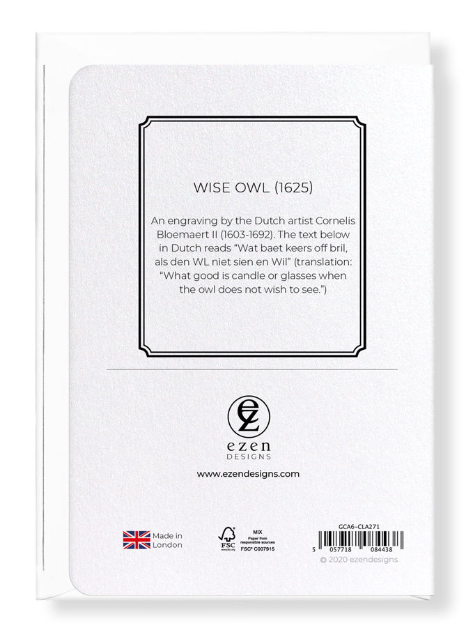 Ezen Designs - Wise owl (1625) - Greeting Card - Back