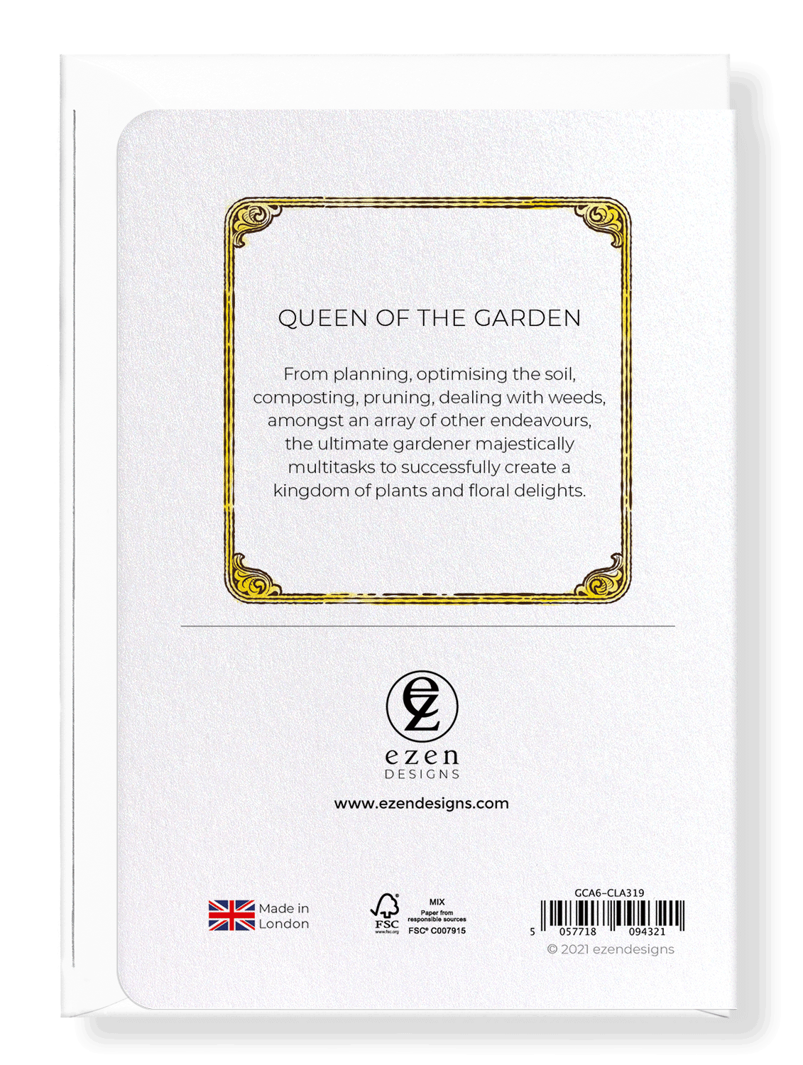 Ezen Designs - Queen of the garden - Greeting Card - Back