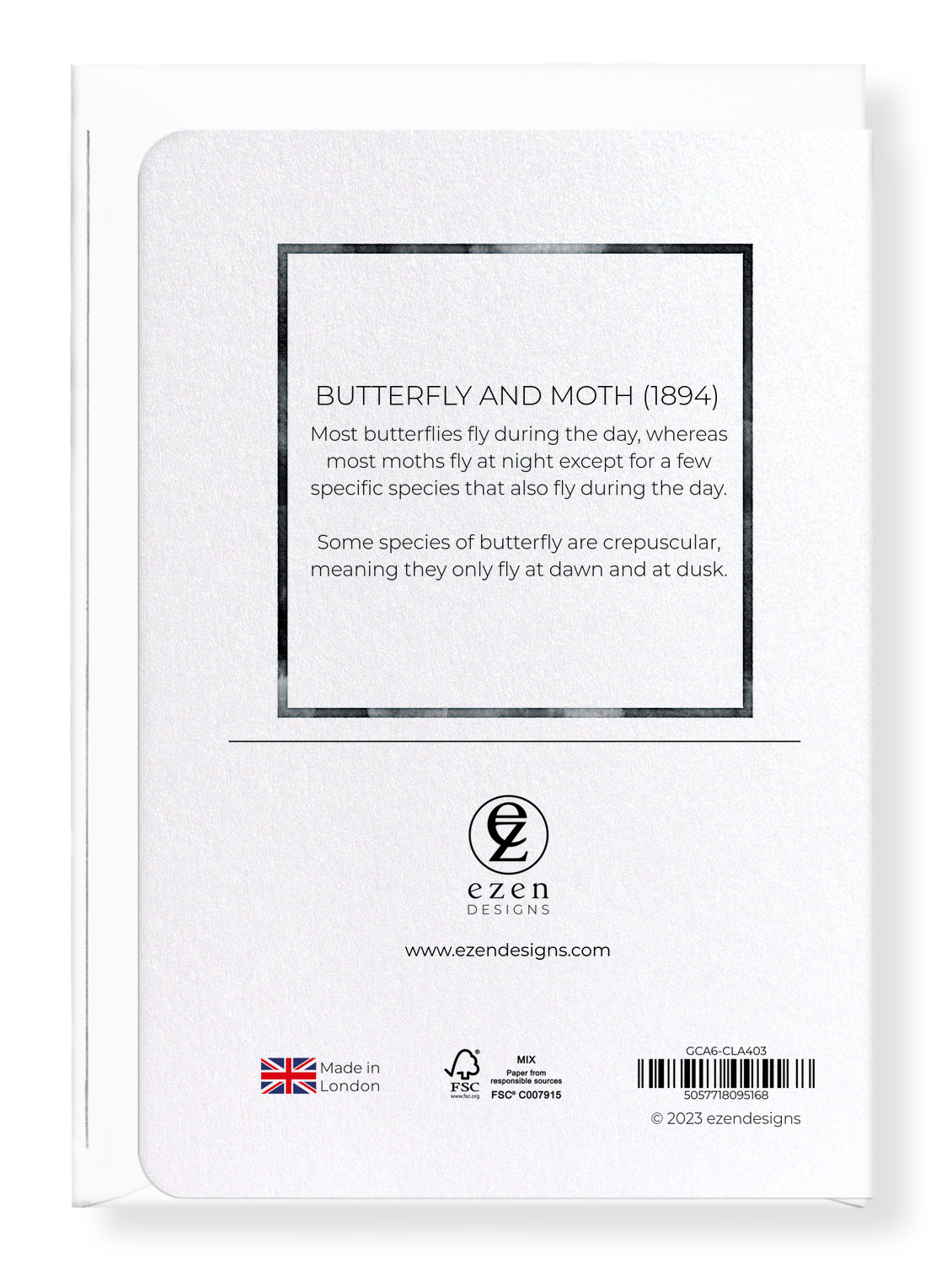 Ezen Designs - Butterfly and Moth (1894) - Greeting Card - Back