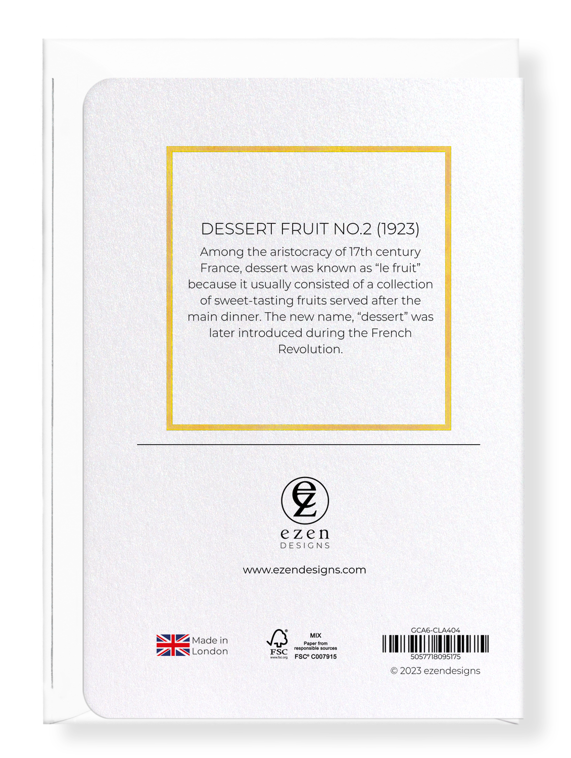 Ezen Designs - Dessert Fruit No.2 (1923) - Greeting Card - Back