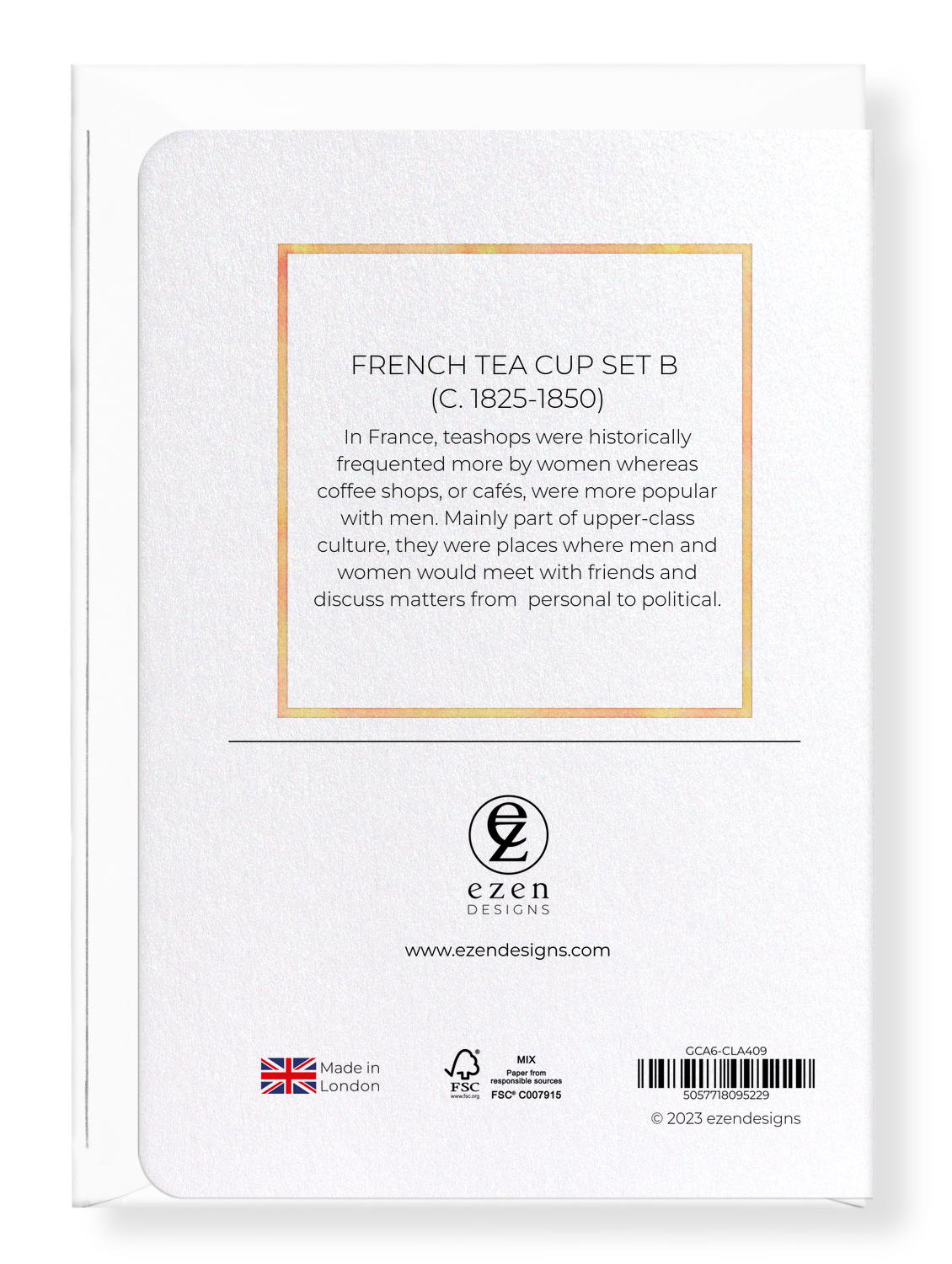 Ezen Designs - French Tea Cup Set B (c. 1825-1850) - Greeting Card - Back