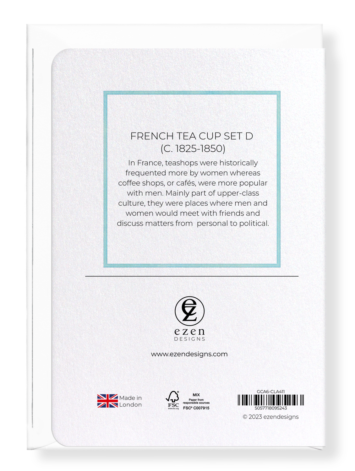 Ezen Designs - French Tea Cup Set D (c. 1825-1850) - Greeting Card - Back