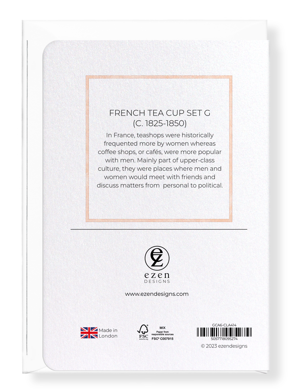 Ezen Designs - French Tea Cup Set G (c. 1825-1850) - Greeting Card - Back