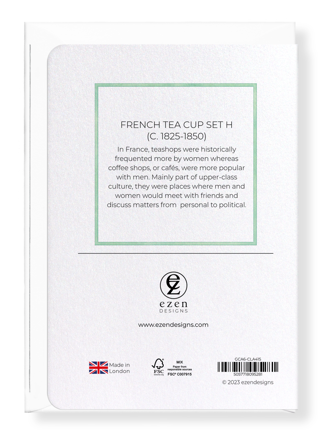 Ezen Designs - French Tea Cup Set H (c. 1825-1850) - Greeting Card - Back