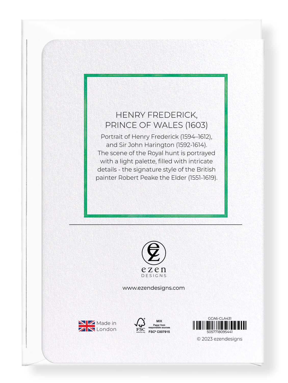 Ezen Designs - Henry Frederick, Prince of Wales (1603) - Greeting Card - Back