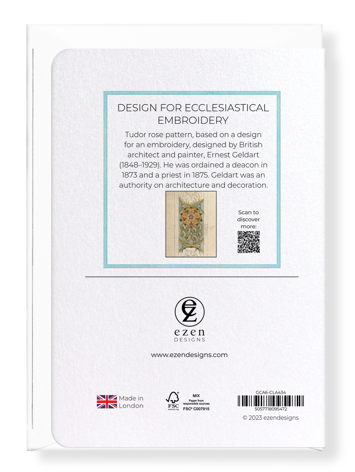 Ezen Designs - Design for Ecclesiastical Embroidery - Greeting Card - Back