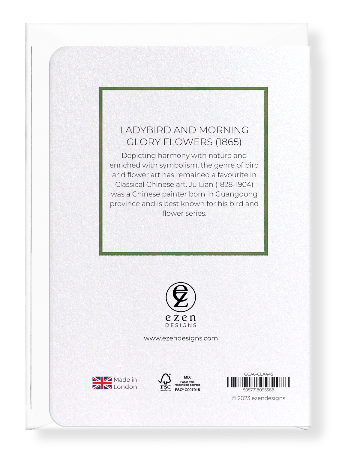 Ezen Designs - Ladybird and Morning Glory Flowers (1865) - Greeting Card - Back