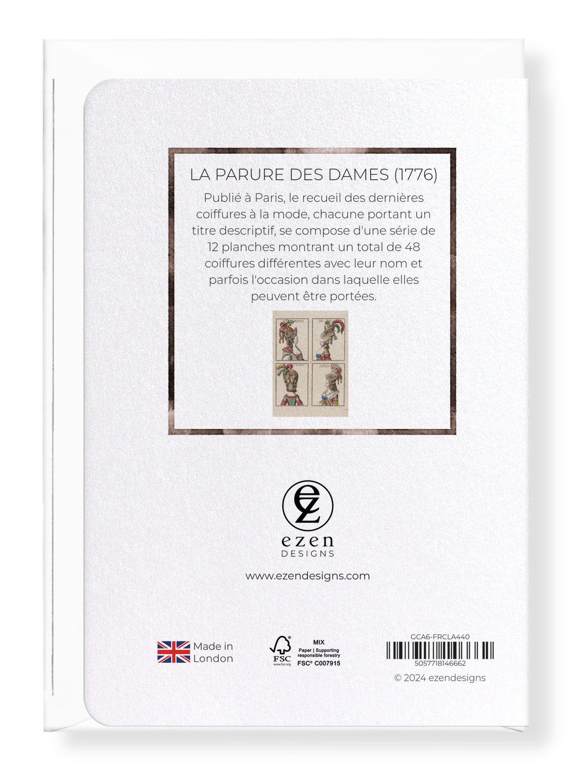 Ezen Designs - LA PARURE DES DAMES (1776) - Greeting Card - Back