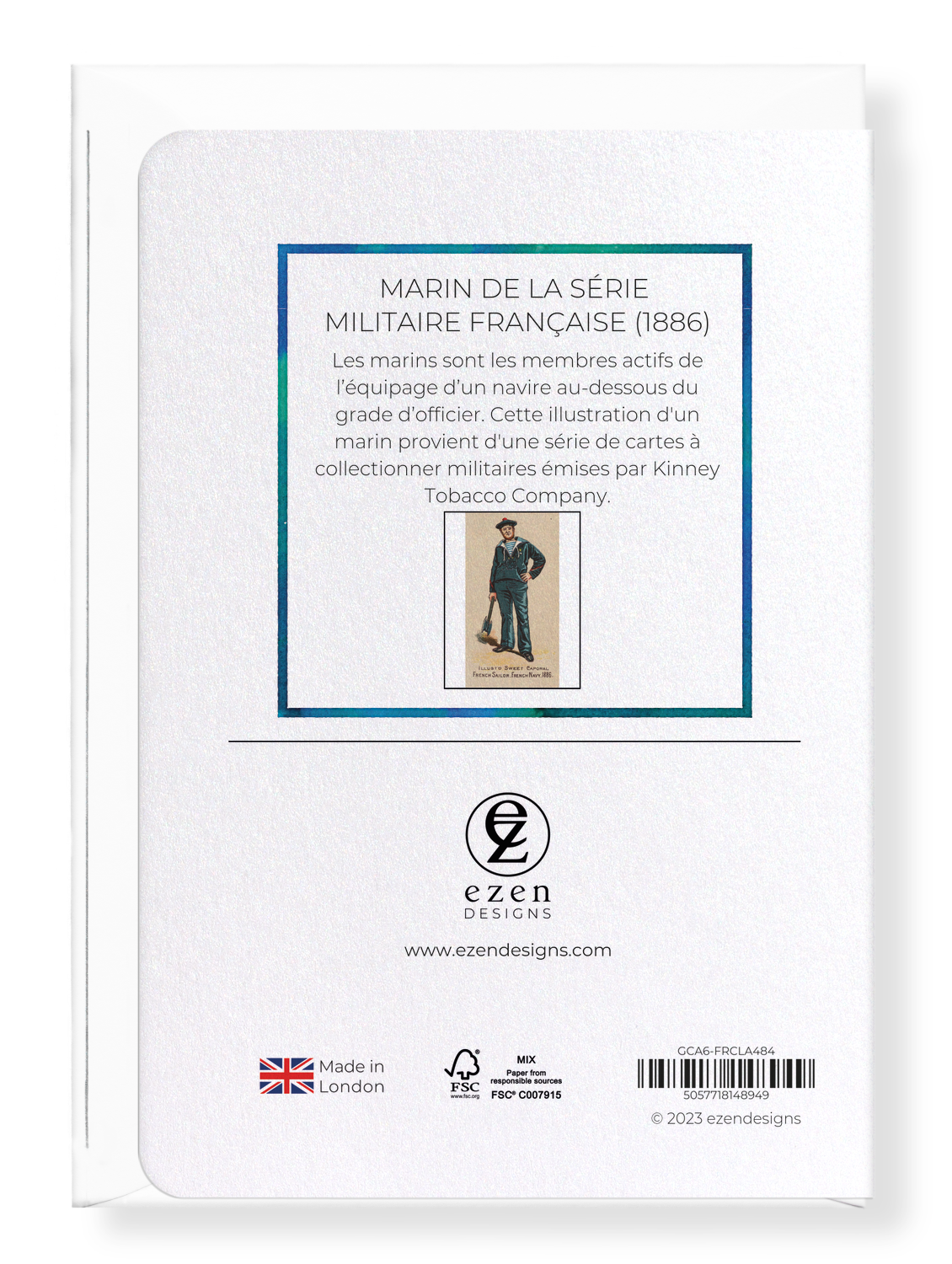 Ezen Designs - Marin de la Série Militaire Française (1886) - Greeting Card - Back
