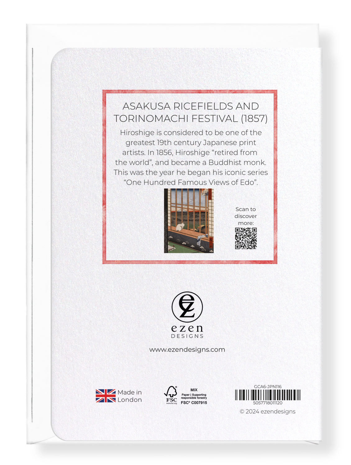 Ezen Designs - Asakusa Ricefields and Torinomachi Festival (1857) - Greeting Card - Back