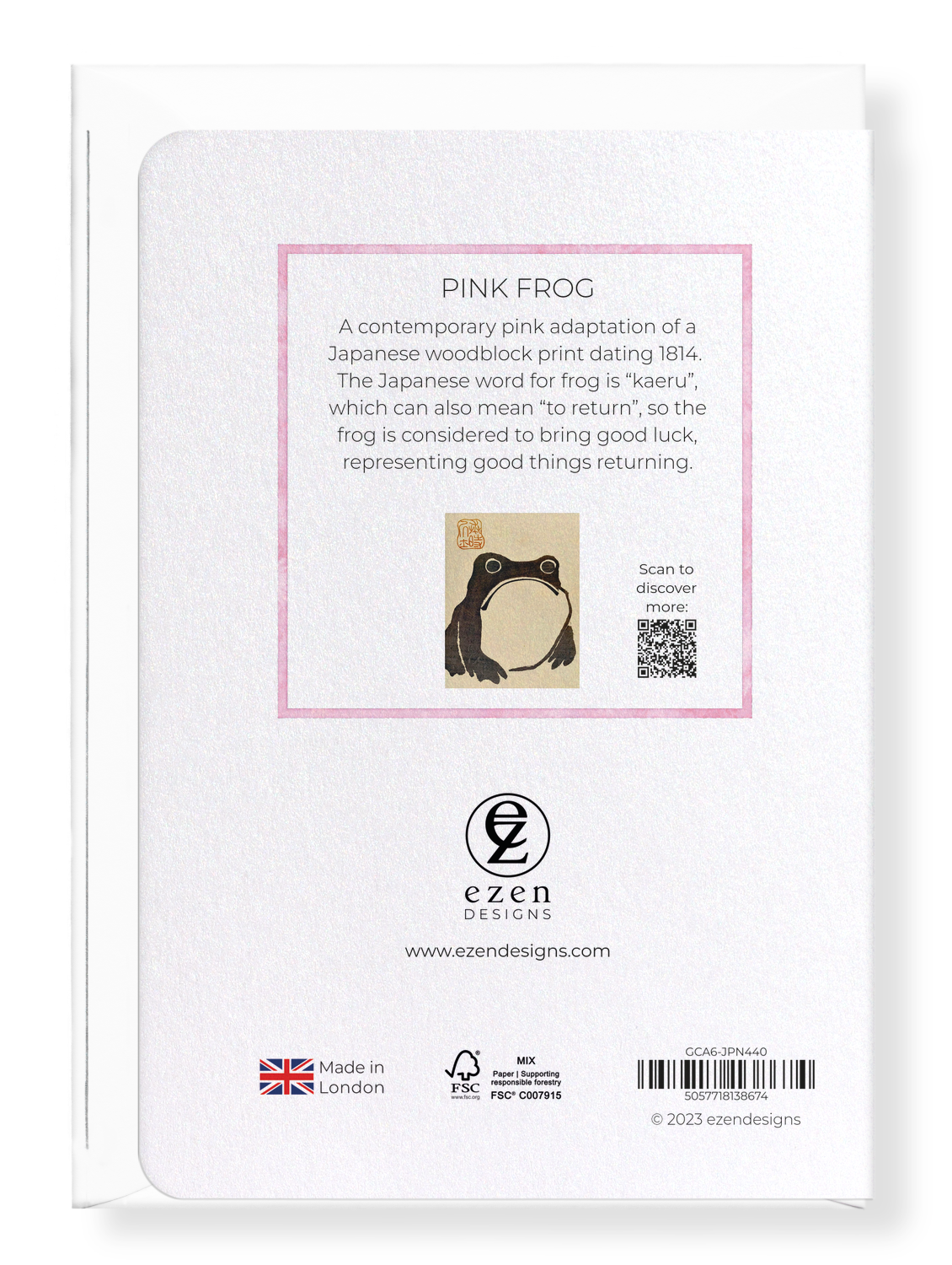 Ezen Designs - Pink Frog - Greeting Card - Back