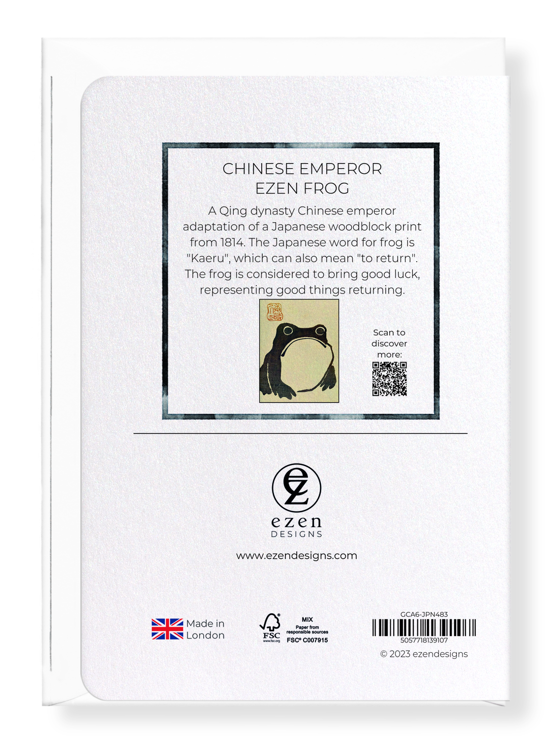 Ezen Designs - CHINESE EMPEROR EZEN FROG - Greeting Card - Back