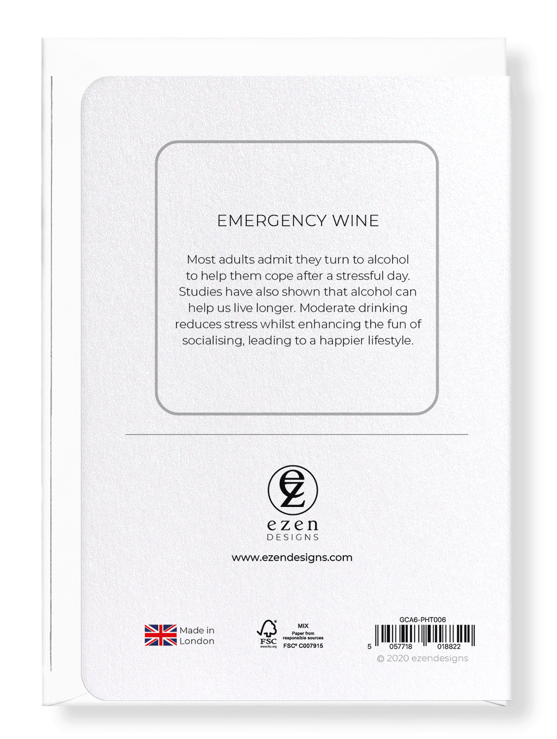Ezen Designs - Emergency wine - Greeting Card - Back