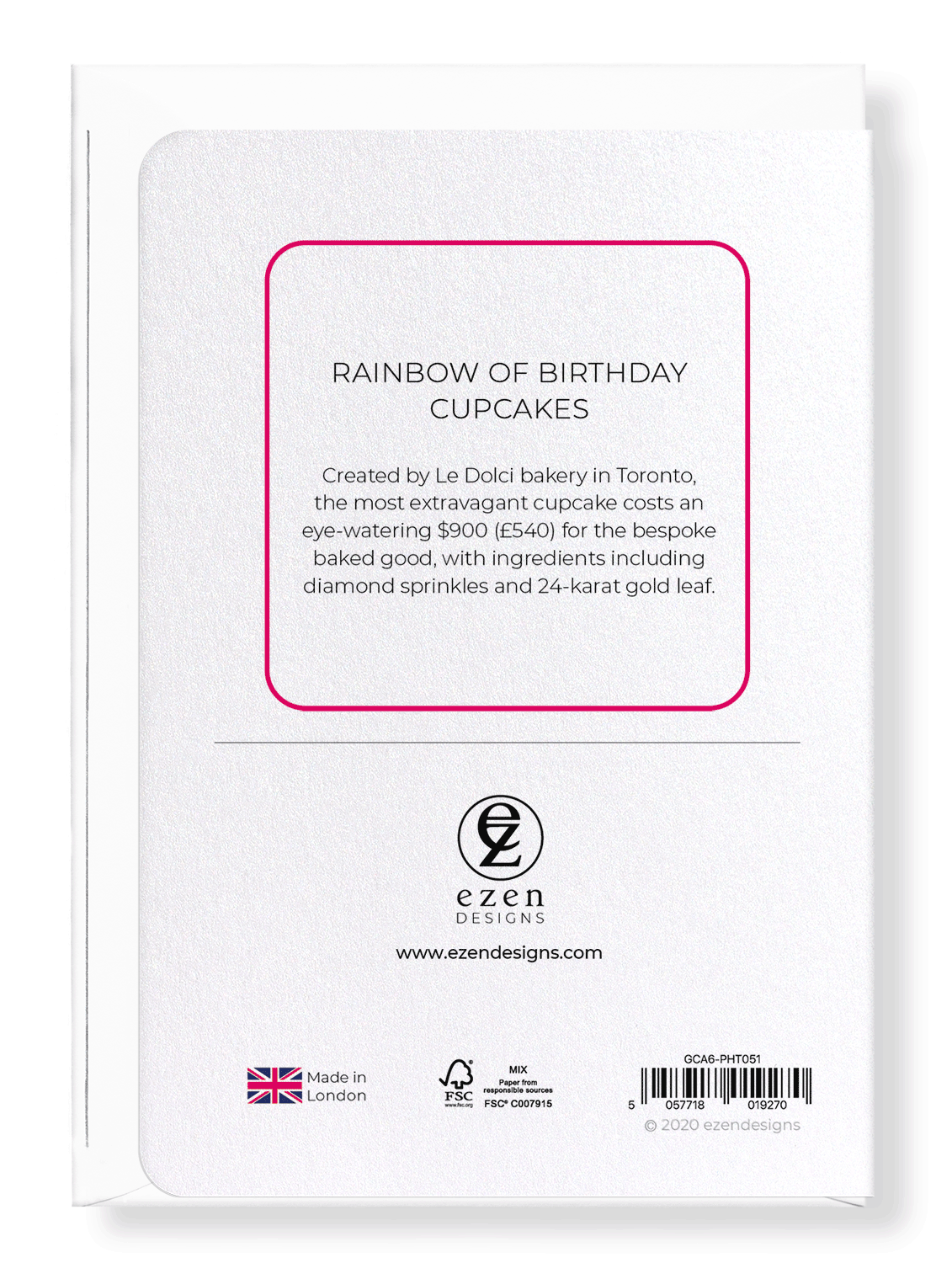 Ezen Designs - Rainbow of birthday cupcakes - Greeting Card - Back