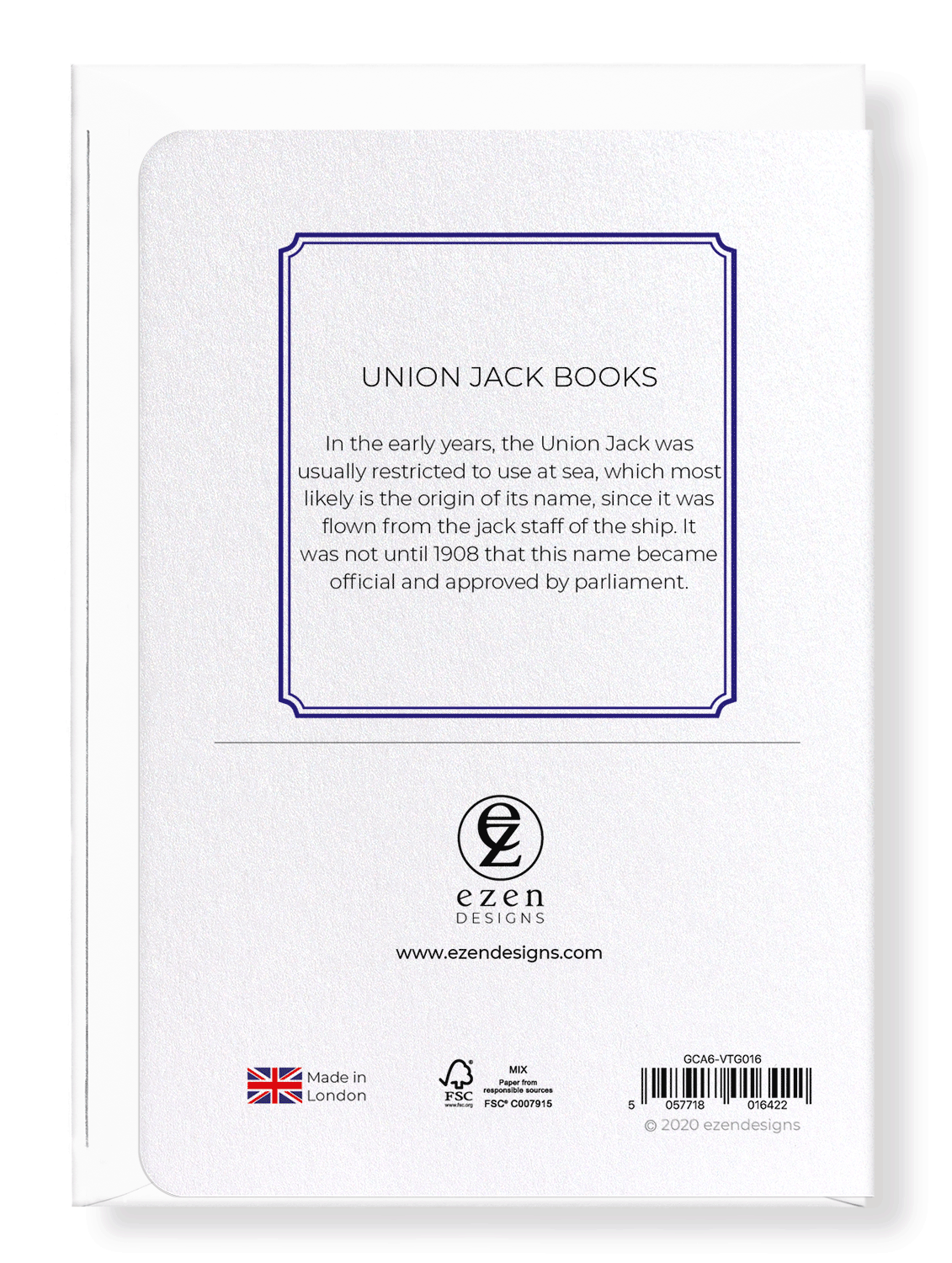 Ezen Designs - Union jack books - Greeting Card - Back