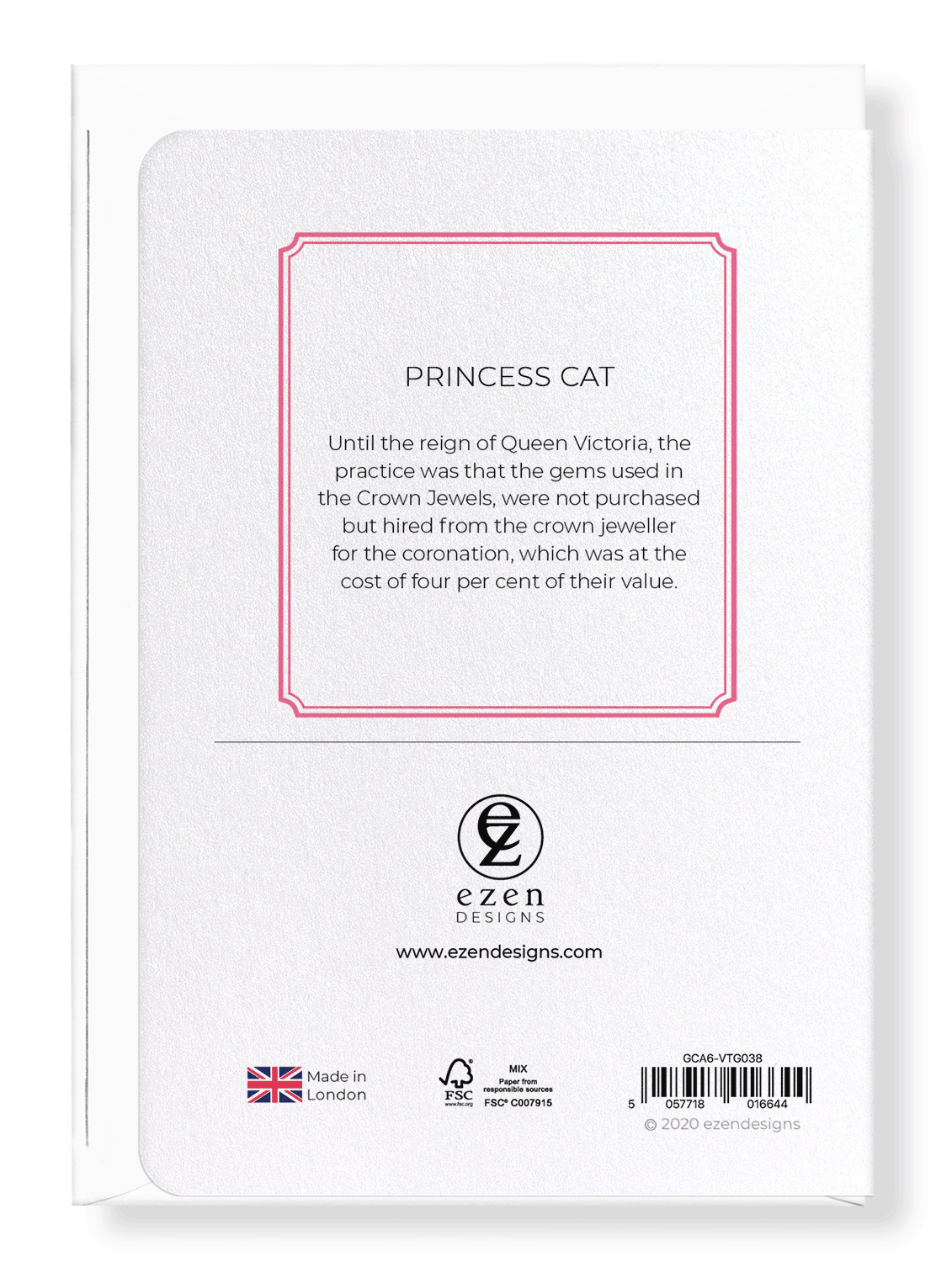 Ezen Designs - Princess cat - Greeting Card - Back