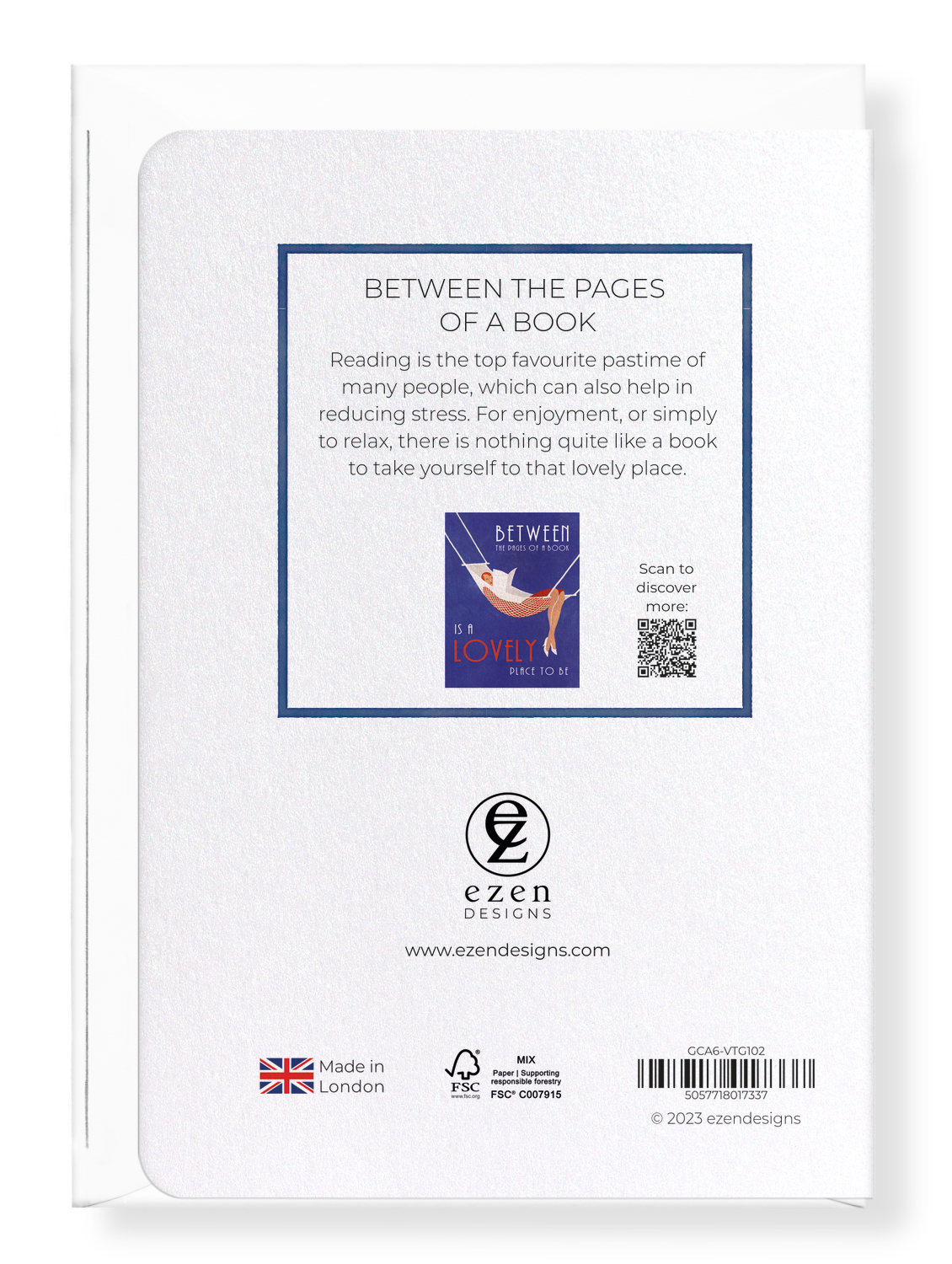Ezen Designs - Between the Pages of a Book - Greeting Card - Back