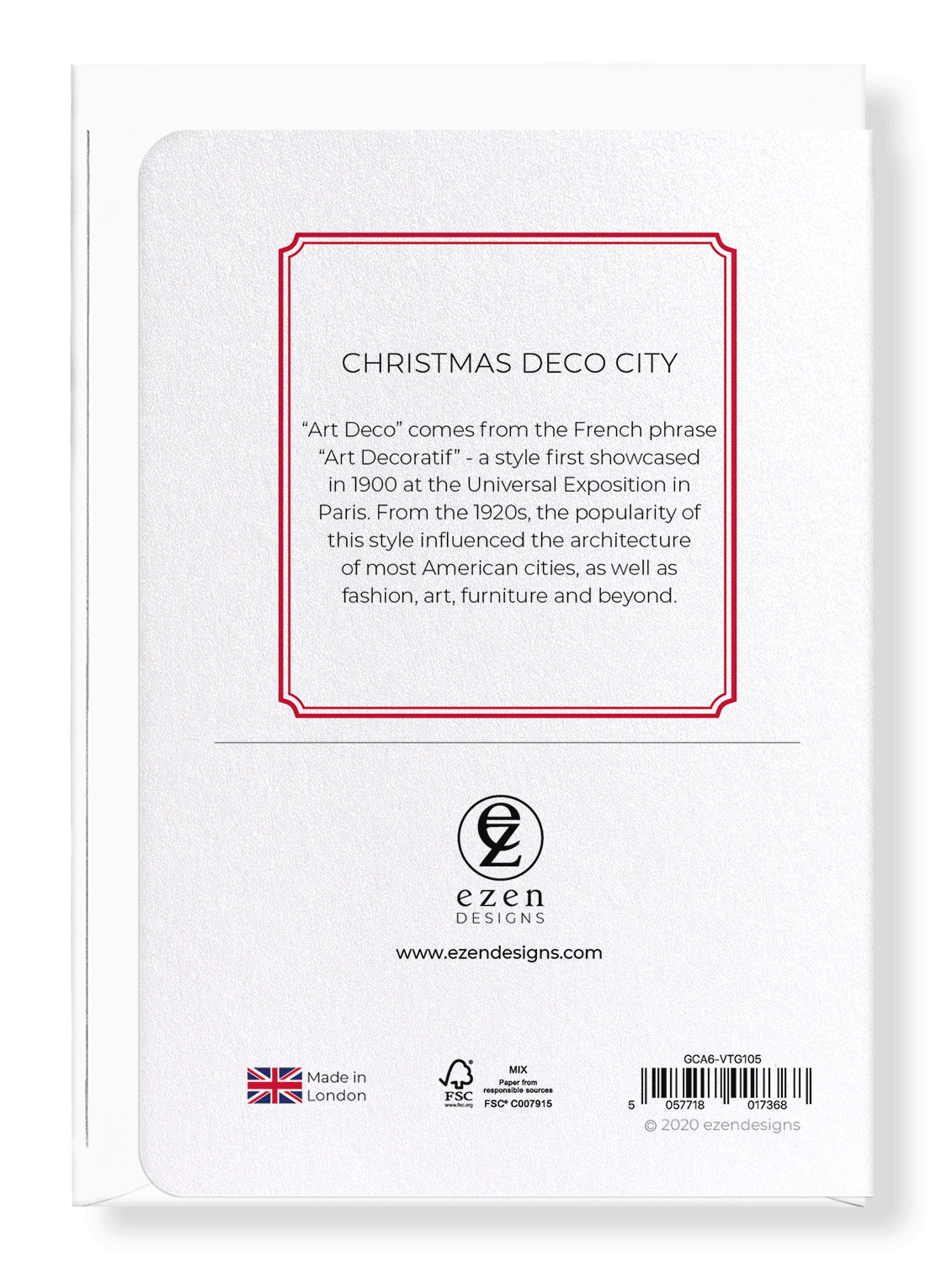 Ezen Designs - Christmas deco city - Greeting Card - Back