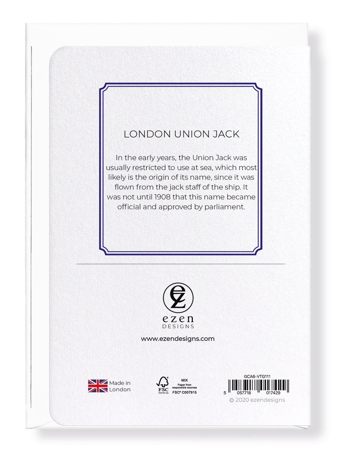Ezen Designs - London union jack - Greeting Card - Back